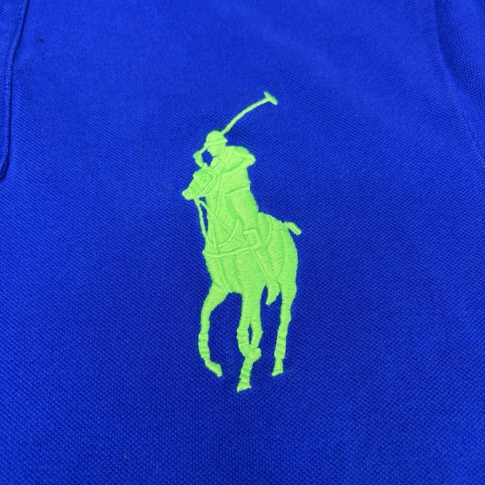 Vintage Polo Ralph Lauren Big Pony Shirt Blue Green Size Large Performance #3 - Picture 3 of 13